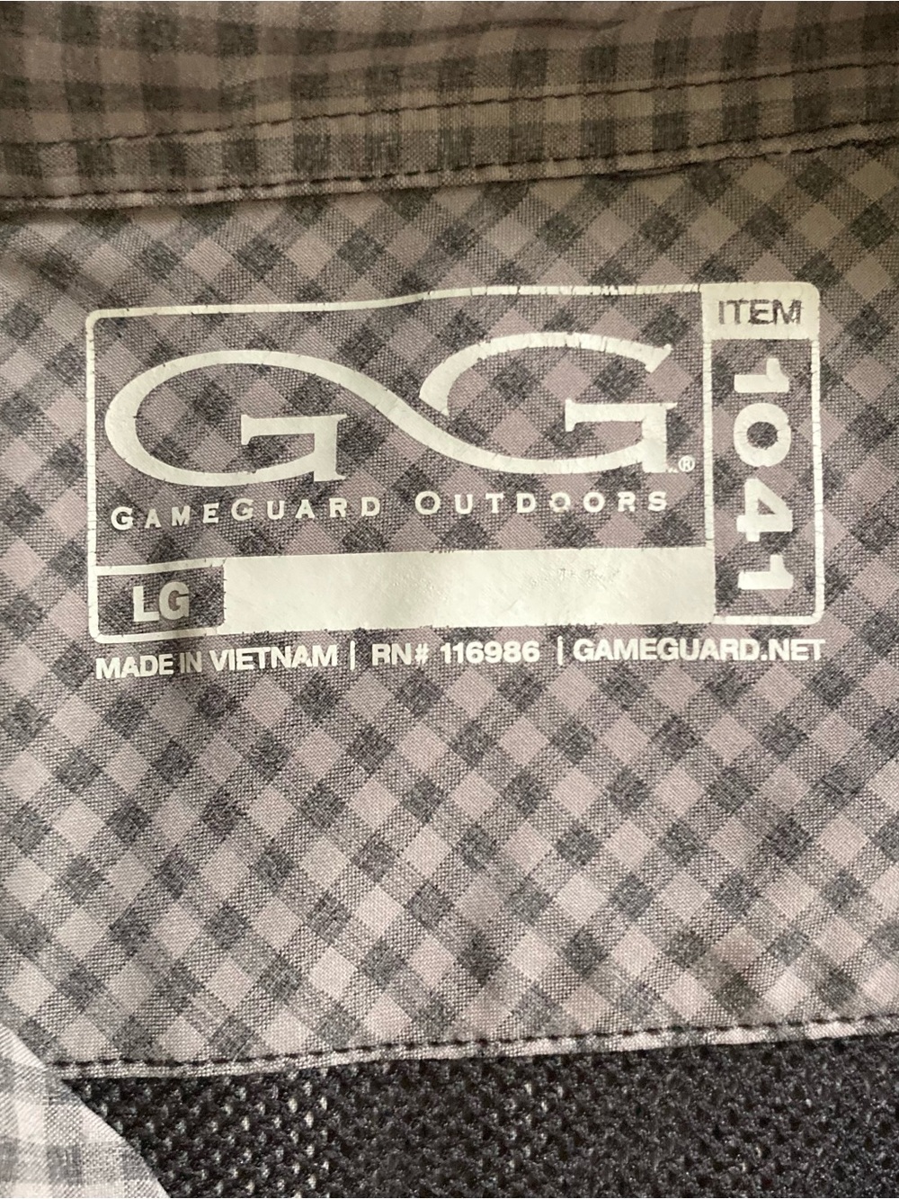 Game Guard Short Sleeve Button Up Shirt Men’s Large Gray Check Fishing 1041 - Picture 7 of 11